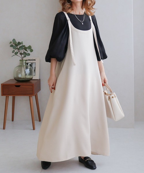 Social GIRL(ソーシャルガール)の「キャミフレアワンピース(ワンピース・レディース・ブラック/アイボリー/モカ・M)」の20枚目の写真