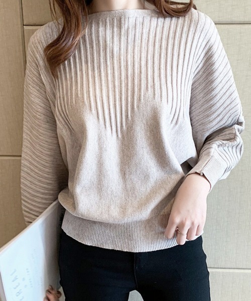 Miniministore(ミニミニストア)の「ニットトップス きれいめ 春 フィット(ニット/セーター・レディース・ブラック/ベージュ/ブルー/オフホワイト/グレー/イエロー/レッド/ピンク/ブラウン・FREE)」の5枚目の写真