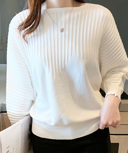 Miniministore(ミニミニストア)の「ニットトップス きれいめ 春 フィット(ニット/セーター・レディース・ブラック/ベージュ/ブルー/オフホワイト/グレー/イエロー/レッド/ピンク/ブラウン・FREE)」の2枚目の写真