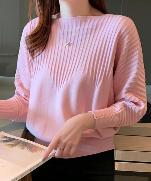 Miniministore(ミニミニストア)の「ニットトップス きれいめ 春 フィット(ニット/セーター・レディース・ブラック/ベージュ/ブルー/オフホワイト/グレー/イエロー/レッド/ピンク/ブラウン・FREE)」の8枚目の写真