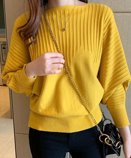 Miniministore(ミニミニストア)の「ニットトップス きれいめ 春 フィット(ニット/セーター・レディース・ブラック/ベージュ/ブルー/オフホワイト/グレー/イエロー/レッド/ピンク/ブラウン・FREE)」の7枚目の写真