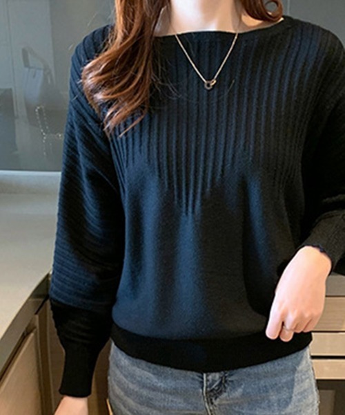 Miniministore(ミニミニストア)の「ニットトップス きれいめ 春 フィット(ニット/セーター・レディース・ブラック/ベージュ/ブルー/オフホワイト/グレー/イエロー/レッド/ピンク/ブラウン・FREE)」の12枚目の写真