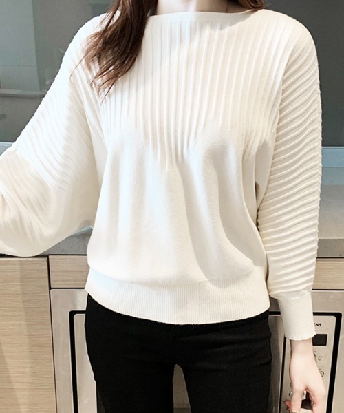 Miniministore(ミニミニストア)の「ニットトップス きれいめ 春 フィット(ニット/セーター・レディース・ブラック/ベージュ/ブルー/オフホワイト/グレー/イエロー/レッド/ピンク/ブラウン・FREE)」の14枚目の写真