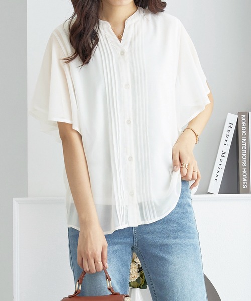 alotta(アロッタ)の「インナー付ピンタックデザインブラウス(シャツ/ブラウス・レディース・ベビーピンク/ブラック/ホワイト/グレイッシュベージュ/ネイビー/ブラック×ホワイト・5L/4L/3L/M/L/LL)」の16枚目の写真