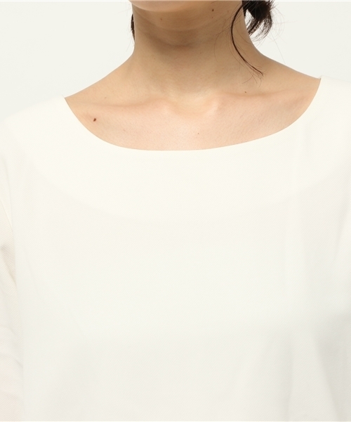 OUTLET（アウトレット）の「【CAPRICIEUX LE'MAGE】シアーボーダーチラ見セブラウス（シャツ/ブラウス・レディース・ベージュ/ホワイト・FREE）」の6枚目の写真