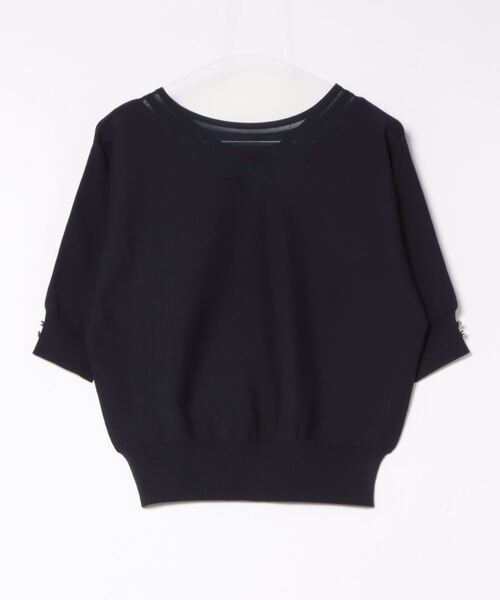 12Twelve Agenda(トゥエルブ アジェンダ)の「前後2wayシアーネックドルマン5分袖ニットプルオーバー(ニット/セーター・レディース・オフホワイト/イエロー/ネイビー/ラベンダー/ブルー・M)」の3枚目の写真