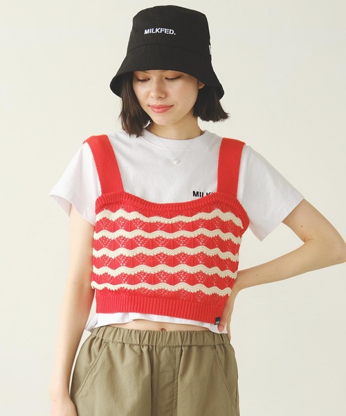 MILKFED.(ミルクフェド)の「WAVE PATTERN KNIT CAMISOLE(キャミソール・レディース・ブラック/レッド/ブラウン・ONE SIZE)」の9枚目の写真