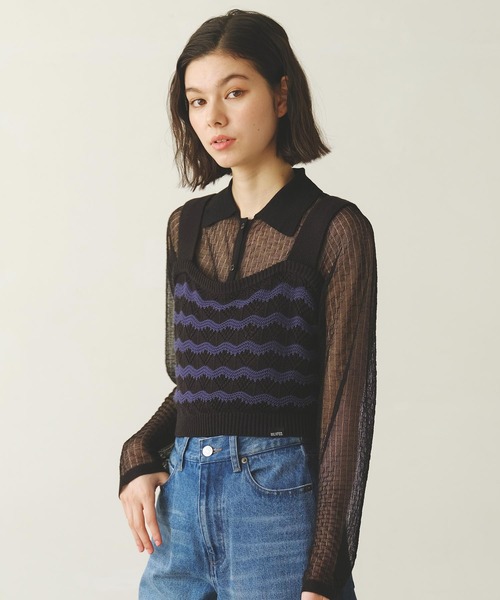 MILKFED.(ミルクフェド)の「WAVE PATTERN KNIT CAMISOLE(キャミソール・レディース・ブラック/レッド/ブラウン・ONE SIZE)」の10枚目の写真
