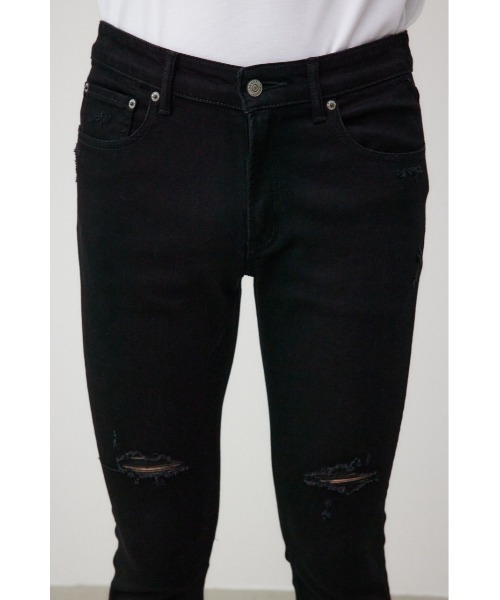 AZUL by moussy（アズールバイマウジー）の「AZUL DENIM クラッシュスキニー（デニムパンツ・メンズ・ライトブルー/ブラック・X-LARGE/X-SMALL）」の9枚目の写真