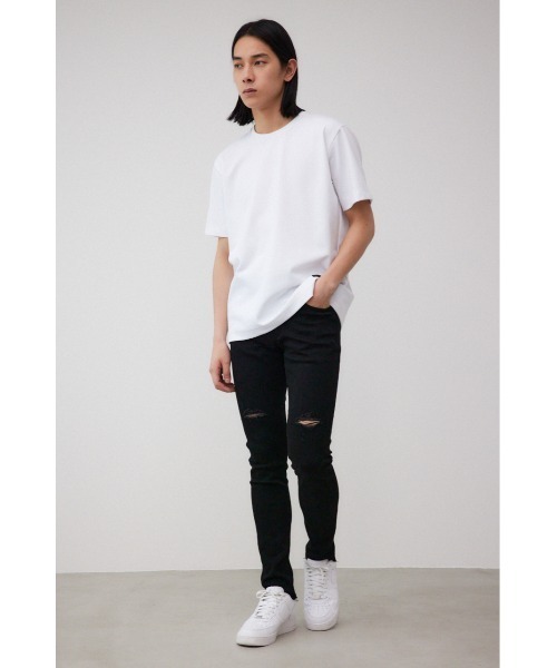 AZUL by moussy（アズールバイマウジー）の「AZUL DENIM クラッシュスキニー（デニムパンツ・メンズ・ライトブルー/ブラック・X-LARGE/X-SMALL）」の5枚目の写真