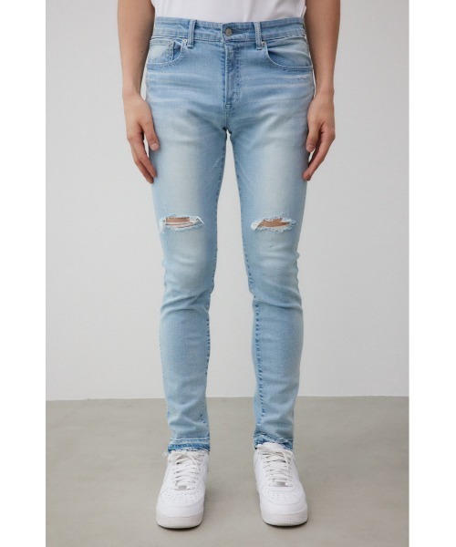 AZUL by moussy（アズールバイマウジー）の「AZUL DENIM クラッシュスキニー（デニムパンツ・メンズ・ライトブルー/ブラック・X-LARGE/X-SMALL）」の17枚目の写真