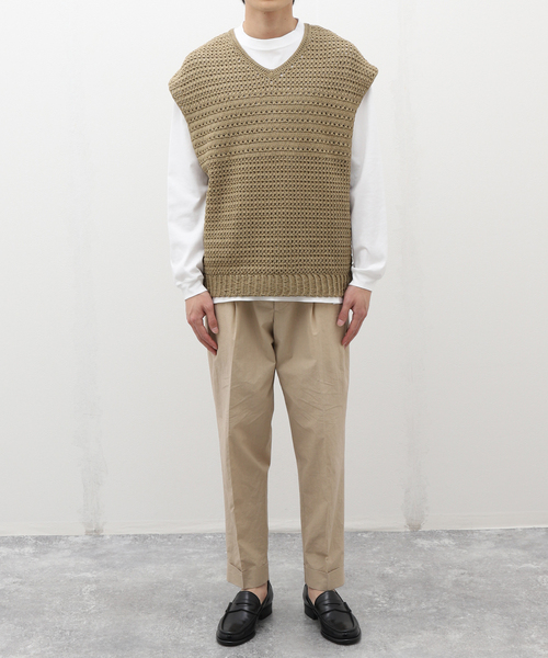 EDIFICE（エディフィス）の「ハンドクロシェ Vネックニットベスト（ニット/セーター・メンズ・ブラック/カーキ・FREE）」の3枚目の写真