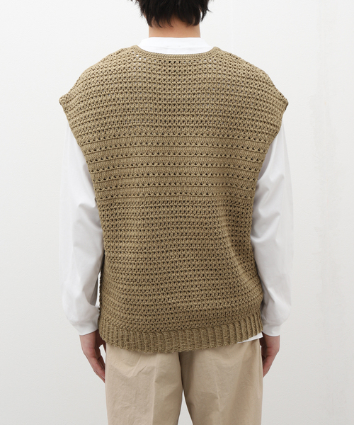 EDIFICE（エディフィス）の「ハンドクロシェ Vネックニットベスト（ニット/セーター・メンズ・ブラック/カーキ・FREE）」の6枚目の写真