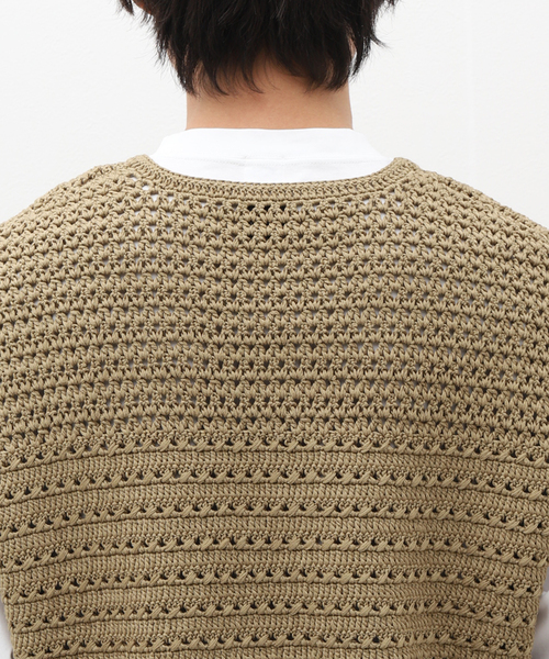 EDIFICE（エディフィス）の「ハンドクロシェ Vネックニットベスト（ニット/セーター・メンズ・ブラック/カーキ・FREE）」の8枚目の写真