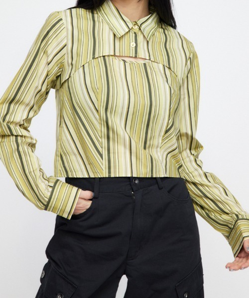 LAGUA GEM(ラグアジェム)の「RATHER SHORT シャツ(シャツ/ブラウス・レディース・イエロー/ブルー・FREE)」の8枚目の写真