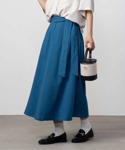 HusHusH（ハッシュアッシュ）の「HusHusH ハッシュアッシュ タックマキシスカート（スカート・レディース・ブルー系その他/アイボリー/ブラック・M/L）」の4枚目の写真