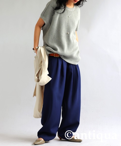 antiqua(アンティカ)の「ビッグワッフルカットソー(Tシャツ/カットソー・レディース・グレー/ブルー/ブラック/ホワイト・ONESIZE)」の19枚目の写真