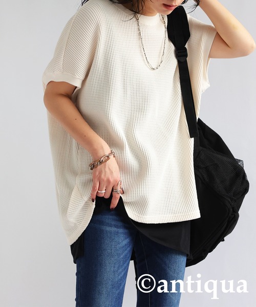 antiqua(アンティカ)の「ビッグワッフルカットソー(Tシャツ/カットソー・レディース・グレー/ブルー/ブラック/ホワイト・ONESIZE)」の5枚目の写真