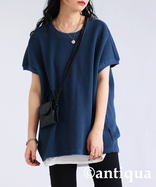 antiqua(アンティカ)の「ビッグワッフルカットソー(Tシャツ/カットソー・レディース・グレー/ブルー/ブラック/ホワイト・ONESIZE)」の21枚目の写真
