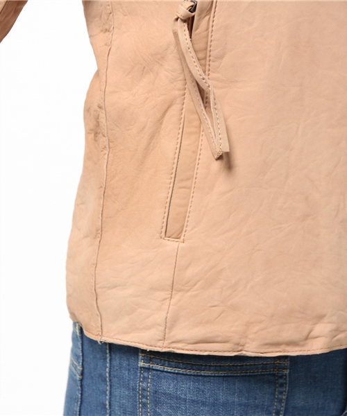 DouDou（ドゥドゥ）の「【DouDou】レザーライダース（ライダースジャケット・レディース・ブルー/ライトグリーン/ブラウン・FREE）」の11枚目の写真