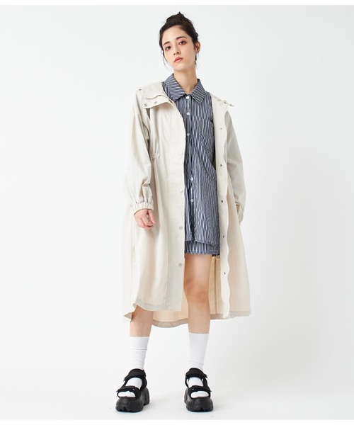 ANAP（アナップ）の「ナイロンロングコート（ナイロンジャケット・レディース・カーキ/ブラック/アイボリー・FREE）」の5枚目の写真