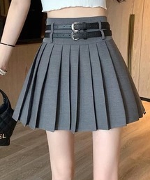 Z)【BLINGLEADS】BELT PLEATSMINI SKIRT/ベルトプリーツミニスカート