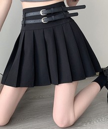 Z)【BLINGLEADS】ABL21471 BELT PLEATSMINI SKIRT/ベルトプリーツミニスカート