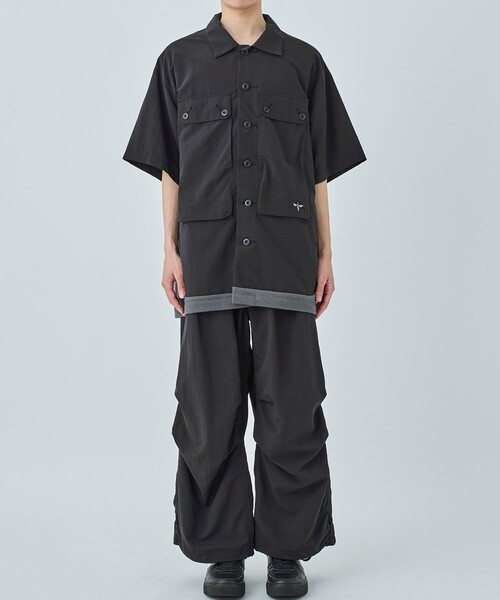 DUSTNATION(ダストネーション)の「【DUSTNATION/ダストネーション】UTILITY GABBER S/S SHIRT(シャツ/ブラウス・メンズ・ブラック/ブルー・XL/L/M)」の4枚目の写真