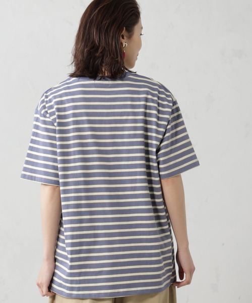 FOUND GOOD(ファウンドグッド)の「ルーズシルエットマルチボーダー半袖Tシャツ(Tシャツ/カットソー・レディース・グリーン系5/ブルー系2/イエロー系5/ピンク系2・S/M/L)」の10枚目の写真