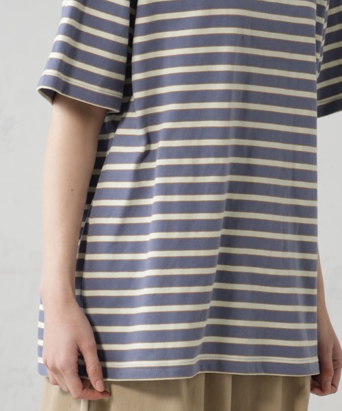 FOUND GOOD(ファウンドグッド)の「ルーズシルエットマルチボーダー半袖Tシャツ(Tシャツ/カットソー・レディース・グリーン系5/ブルー系2/イエロー系5/ピンク系2・S/M/L)」の12枚目の写真