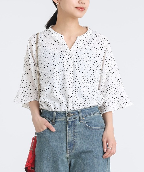 n'OrLABEL（ノアールレーベル）の「『フレアスリーブドット柄ブラウス』（シャツ/ブラウス・レディース・オフホワイト/ブラック・2/1）」の9枚目の写真
