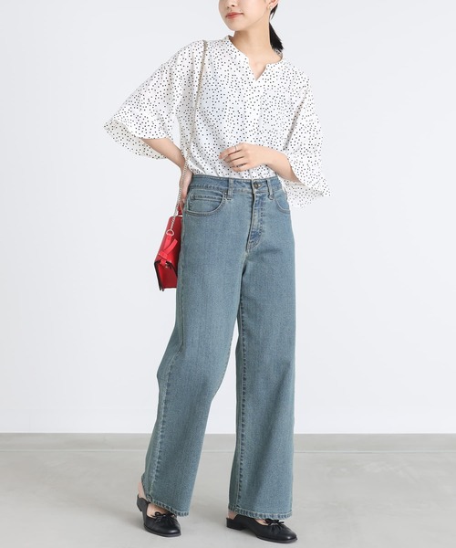 n'OrLABEL（ノアールレーベル）の「『フレアスリーブドット柄ブラウス』（シャツ/ブラウス・レディース・オフホワイト/ブラック・2/1）」の10枚目の写真