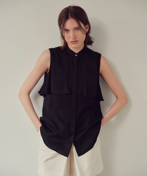 allureville(アルアバイル)の「キュプラジョーゼットカスケードブラウス(シャツ/ブラウス・レディース・オレンジ/オフホワイト/ブラック/シャーベット/ホワイト・2)」の3枚目の写真