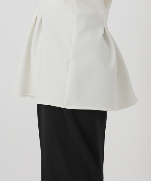 Room no.8（ルームエイト）の「【Room no.8 BLACK/ルームエイトブラック】Double Cloth Tucking トップス（シャツ/ブラウス・レディース・ホワイト/ブラック・FREE）」の4枚目の写真