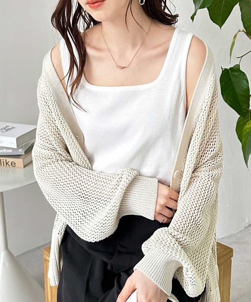 GeeRA（ジーラ）の「2wayテレコリブタンクトップ（タンクトップ・レディース・ブラック/オフホワイト/その他・X-LARGE/LARGE/MEDIUM）」の4枚目の写真