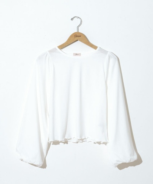 flower（フラワー）の「デイリーバルーンロングスリーブ（Tシャツ/カットソー・レディース・ホワイト/ピンク・FREE）」の2枚目の写真