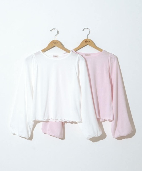 flower（フラワー）の「デイリーバルーンロングスリーブ（Tシャツ/カットソー・レディース・ホワイト/ピンク・FREE）」の3枚目の写真