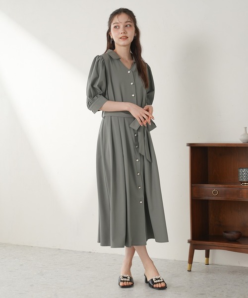 ASTORIA ODIER(アストリアオディール)の「シャツワンピース(シャツワンピース・レディース・カーキ/ブルー/ネイビー/ラベンダー/ブルーグリーン/グレイッシュブルー/マスタード/ブラウン/グリーン/ブラック・MEDIUM/LARGE)」の4枚目の写真