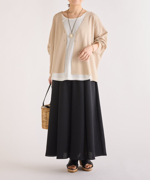 BEARDSLEY（ビアズリー）の「《2サイズ展開》麻調合繊スカパン（その他パンツ・レディース・グレー/ブラック・1/0）」の11枚目の写真