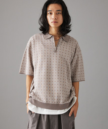 JOURNAL STANDARD | レトロモダンパターン ハーフジップニット(ポロシャツ)