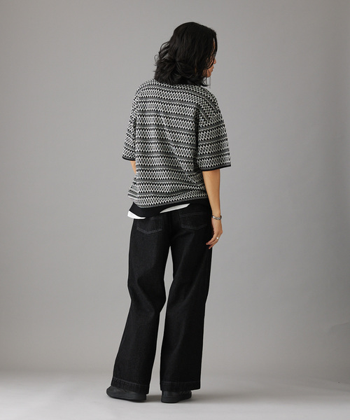 JOURNAL STANDARD（ジャーナルスタンダード）の「レトロモダンパターン ハーフジップニット（ポロシャツ・メンズ・ライトグレー/ブラック/ブルー系その他・MEDIUM/LARGE）」の15枚目の写真