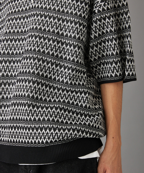 JOURNAL STANDARD（ジャーナルスタンダード）の「レトロモダンパターン ハーフジップニット（ポロシャツ・メンズ・ライトグレー/ブラック/ブルー系その他・MEDIUM/LARGE）」の10枚目の写真