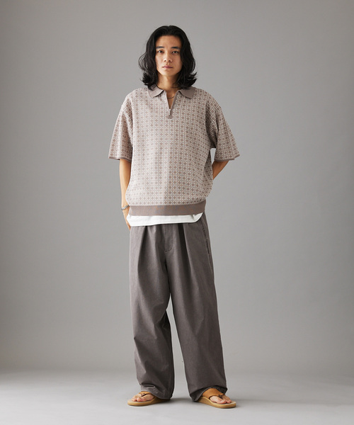 JOURNAL STANDARD（ジャーナルスタンダード）の「レトロモダンパターン ハーフジップニット（ポロシャツ・メンズ・ライトグレー/ブラック/ブルー系その他・MEDIUM/LARGE）」の8枚目の写真