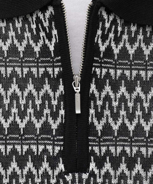 JOURNAL STANDARD（ジャーナルスタンダード）の「レトロモダンパターン ハーフジップニット（ポロシャツ・メンズ・ライトグレー/ブラック/ブルー系その他・MEDIUM/LARGE）」の18枚目の写真