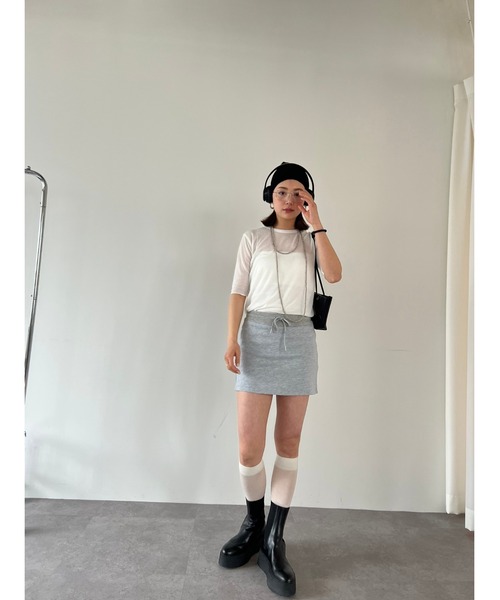 HANNE(アン)の「スウェットミニスカート(スカート・レディース・ブラック/グレー・FREE)」の4枚目の写真