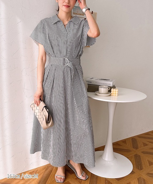 nissen(ニッセン)の「スキッパーシャツロングワンピース(ワンピース・レディース・ブルー系/ブラック系・S/M/LL/L)」の10枚目の写真