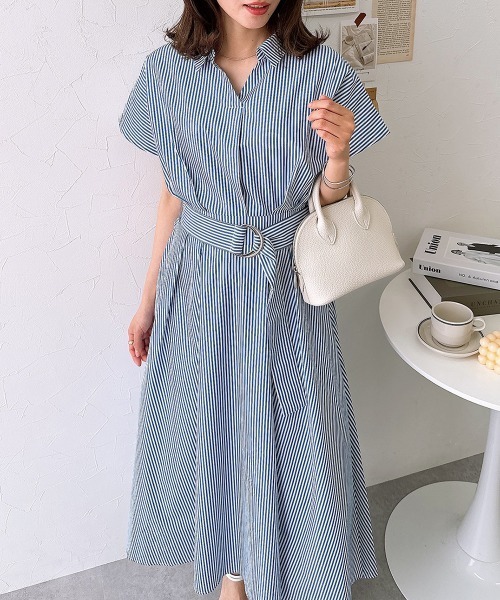 nissen(ニッセン)の「スキッパーシャツロングワンピース(ワンピース・レディース・ブルー系/ブラック系・S/M/LL/L)」の13枚目の写真