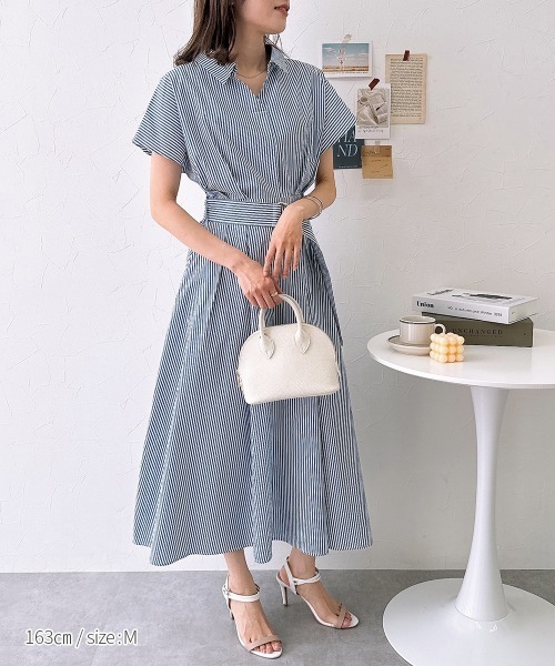 nissen(ニッセン)の「スキッパーシャツロングワンピース(ワンピース・レディース・ブルー系/ブラック系・S/M/LL/L)」の17枚目の写真