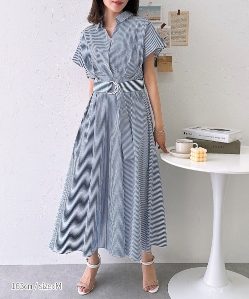nissen(ニッセン)の「スキッパーシャツロングワンピース(ワンピース・レディース・ブルー系/ブラック系・S/M/LL/L)」の20枚目の写真