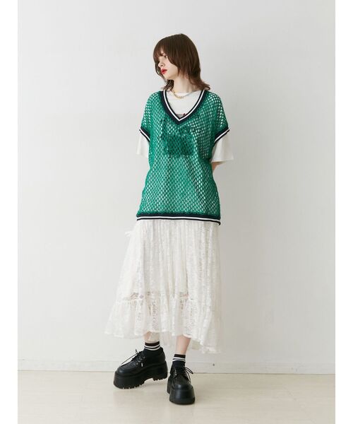 jouetie（ジュエティ）の「レースアシメリボンフレアスカート（スカート・レディース・ブラック/グレー/オフホワイト・MEDIUM）」の9枚目の写真